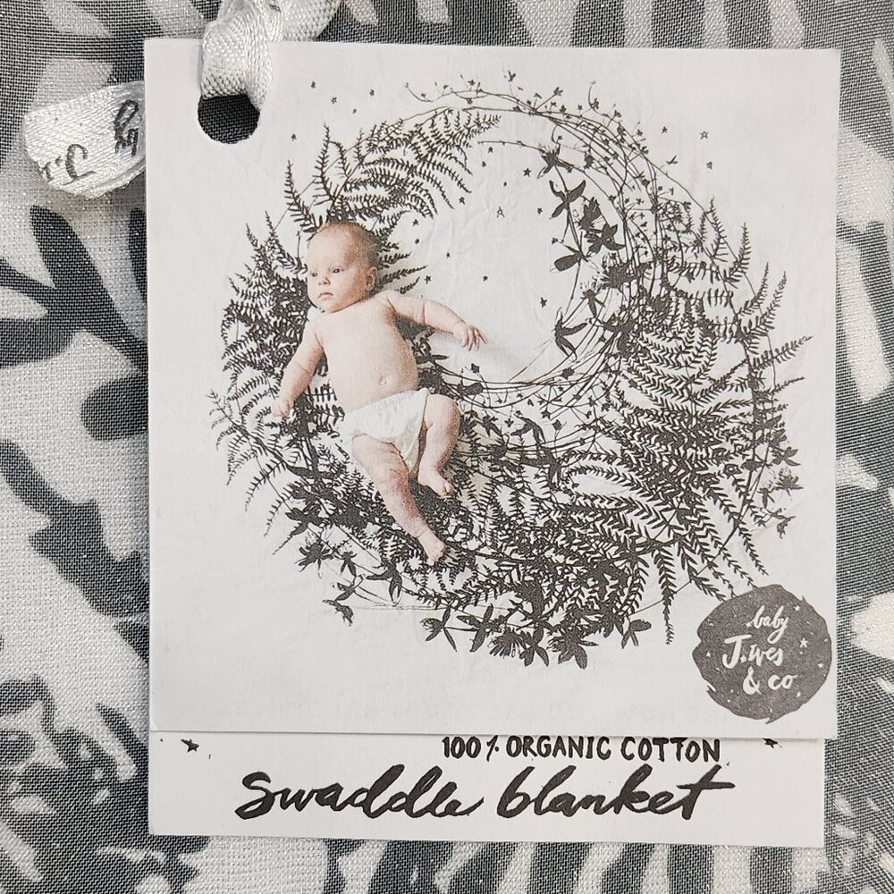 New! Baby Jives Company, 100% Organic Cotton Swaddle Blanket Black and White - Picture 4 of 9